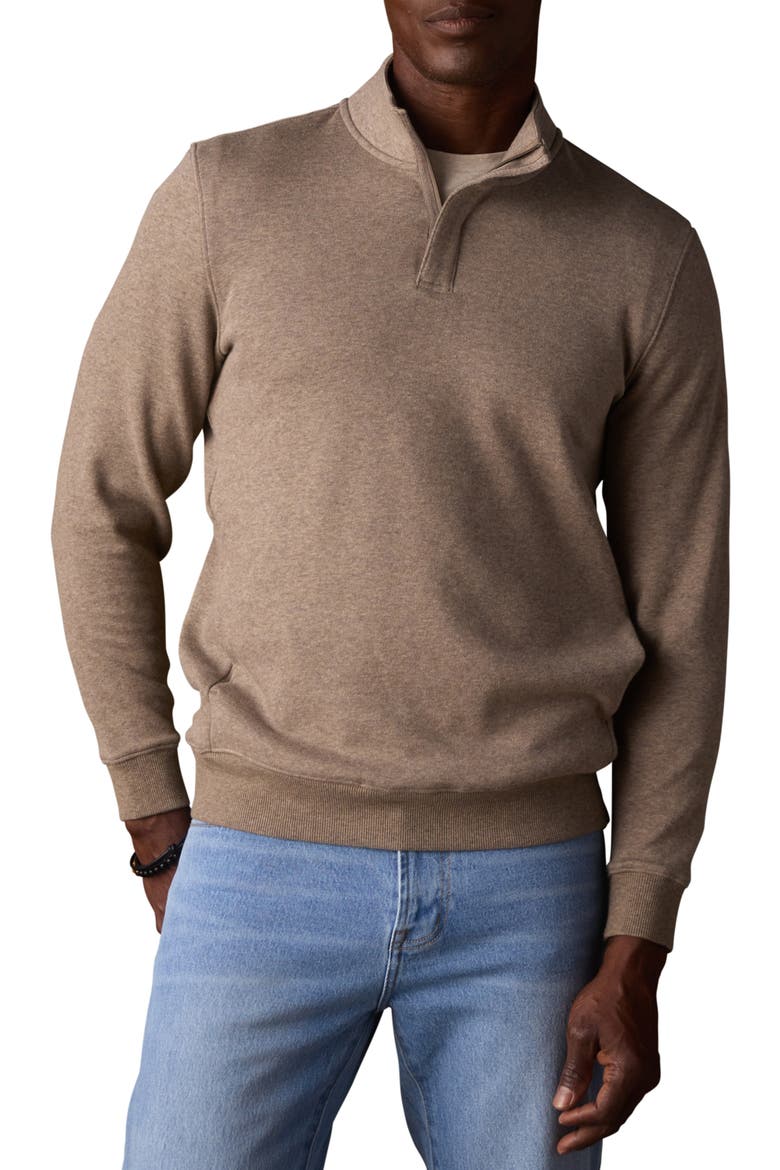 Puremeso Fleece Quarter Zip Sweater, Main, color, DARK TAUPE