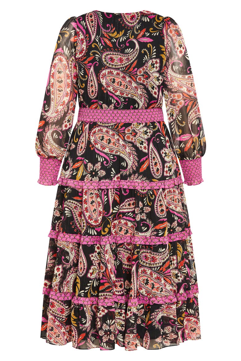 Gwendolyn Paisley Long Sleeve Tiered Midi Dress, Alternate, color, PAISLEY