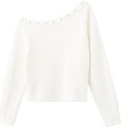 MANGO TEEN Grommet One-Shoulder Sweater