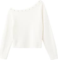 MANGO TEEN Grommet One-Shoulder Sweater