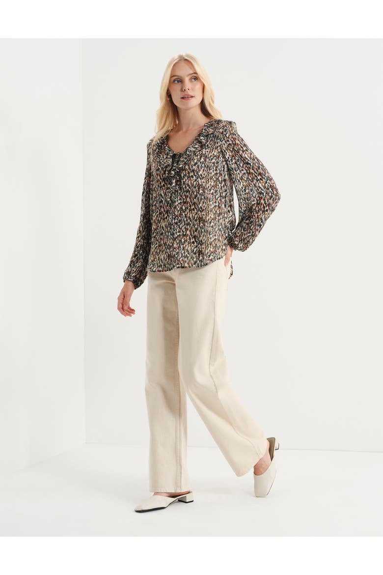 Trinity Printed Chiffon Blouse, Alternate, color, Green Abstract Animal