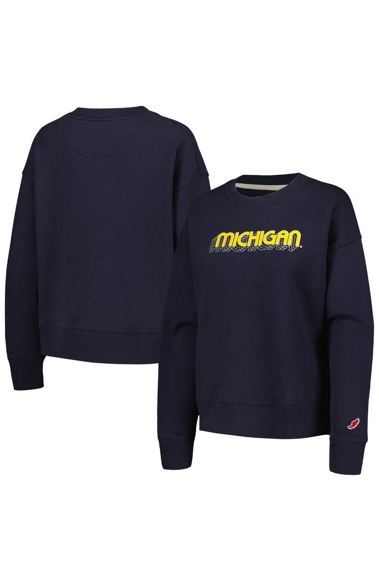 LEAGUE COLLEGIATE WEAR Women's League Collegiate Wear Navy Michigan Wolverines Boxy Pullover Sweatshirt, Main, color, Navy