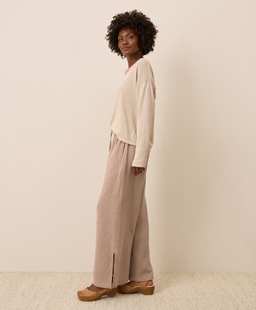 Pact Organic Cotton Coastal Double Gauze Split Hem Pant In Neutral