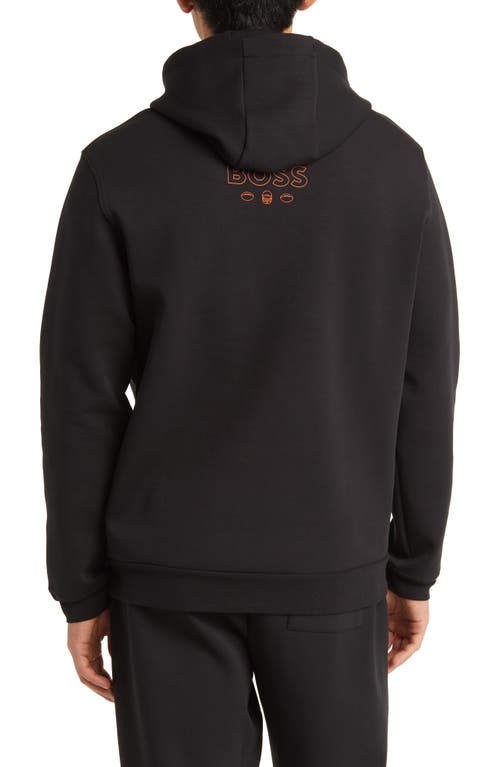 Hugo Boss Nfl Chicago Bears Cotton Blend Printed Regular Fit Hoodie In Chicago Bears Black