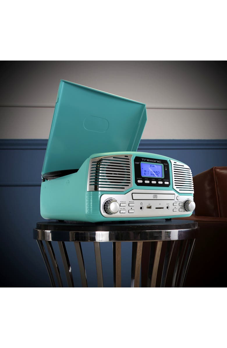 Trexonic Retro Wireless Bluetooth, Record and CD Player, Alternate, color, Turquoise