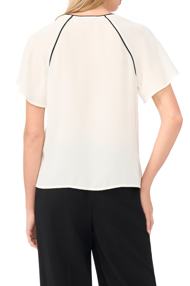 Piped Flutter Sleeve Top, Alternate, color, NEW IVORY