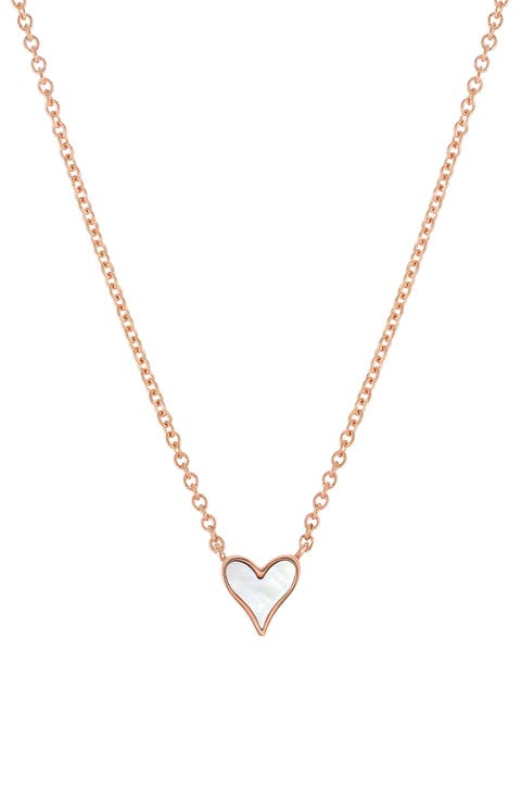The Love Locks 18k Gold Mother of Pearl Heart Pendant Necklace