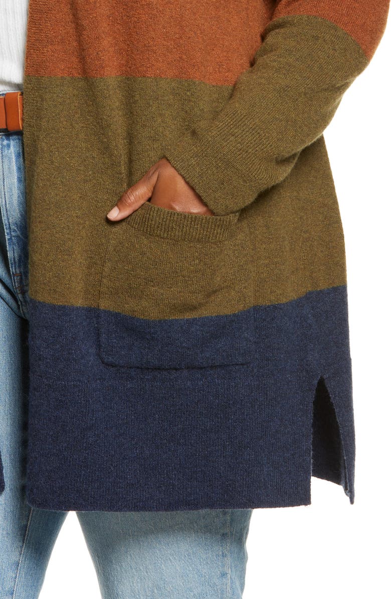 Madewell Kent Colorblock Stripe Cardigan Sweater, Alternate, color, 