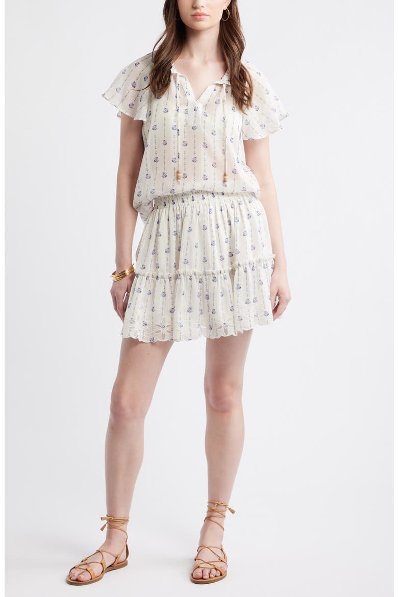 Floral Print Chiffon Miniskirt, Alternate, color, IVORY- BLUE SYDNEY GEO