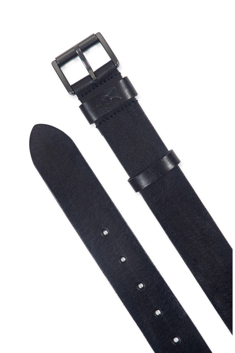 Distressed Milled Leather Belt, Alternate, color, BLACK