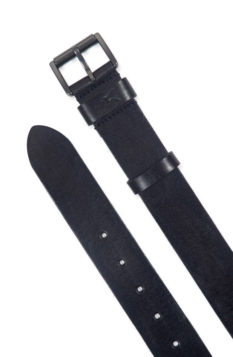 AllSaints Distressed Milled Leather Belt, Alternate, color, Black