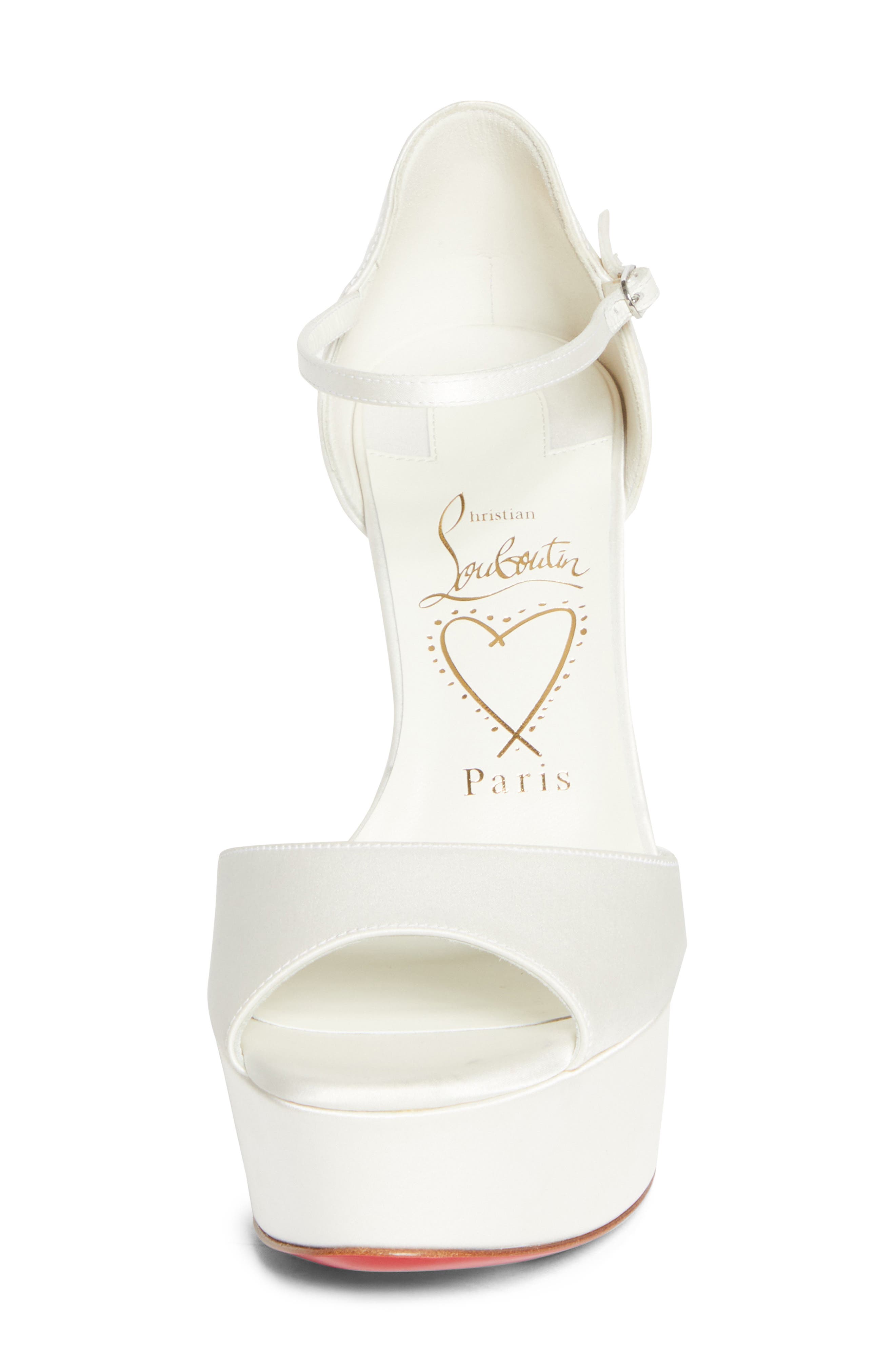 Christian Louboutin Sandaloo Silk Satin Platform Sandal, Alternate, color, W446 Ivory/Lin Snow