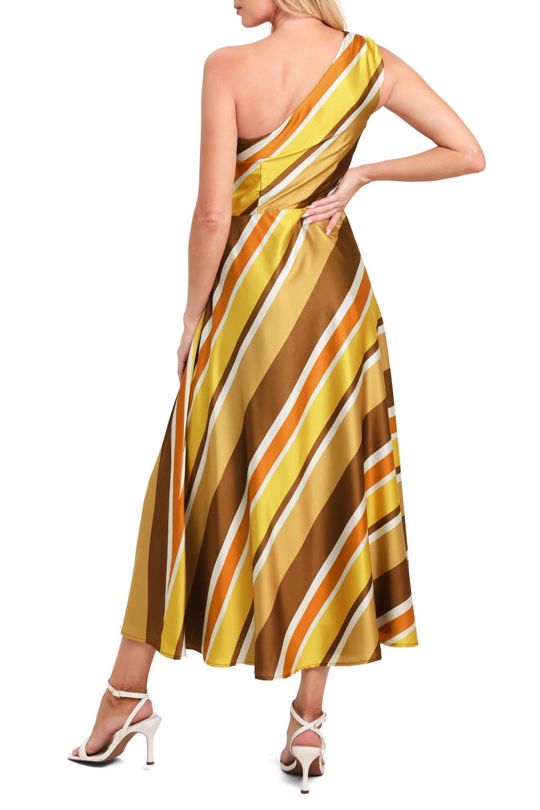 Print Midi Dress, Alternate, color, BROWN GOLD