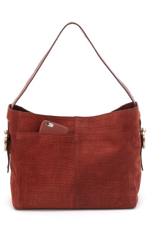 Hobo Render Croc Embossed Leather Shoulder Bag