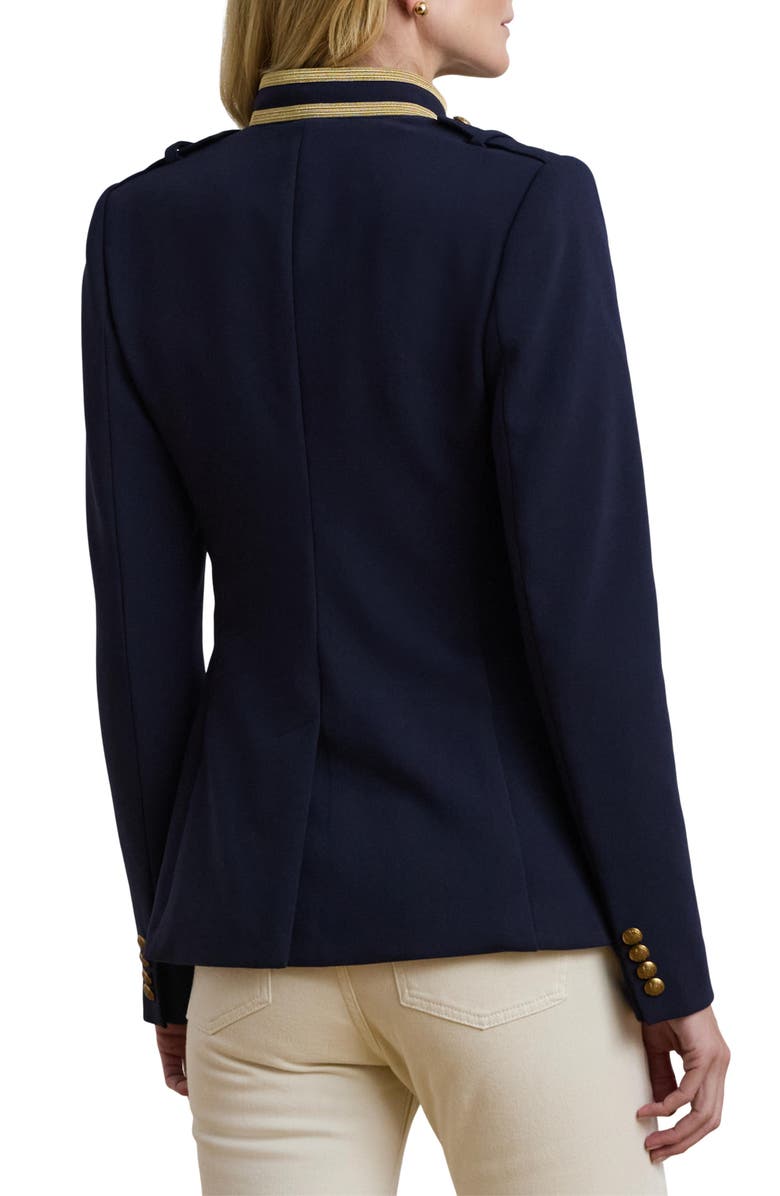 Lauren Ralph Lauren Metallic Trim Twill Military Jacket, Alternate, color, Lauren Navy