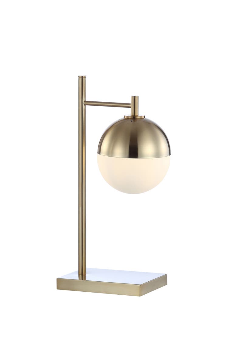 JONATHAN Y Marcel Iron/Glass Art Deco Mid-Century Globe LED Table Lamp, Main, color, Brass Gold