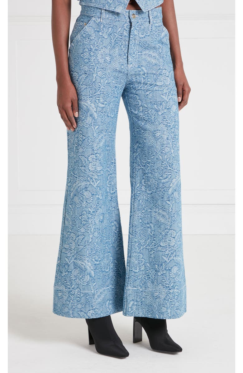 Temperley London Francis Denim Wide Leg Jeans, Main, color, Washed Blue