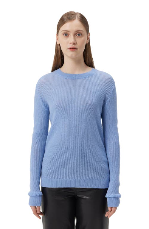 Gobi Mongolian Cashmere Ajour-knit Cashmere Crewneck Sweater Black In Blue