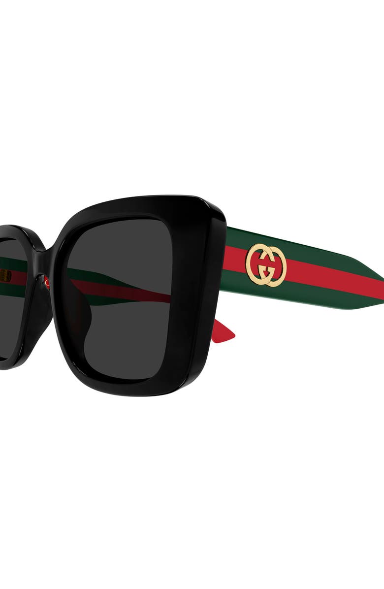 Gucci 55mm Butterfly Sunglasses, Alternate, color, Black