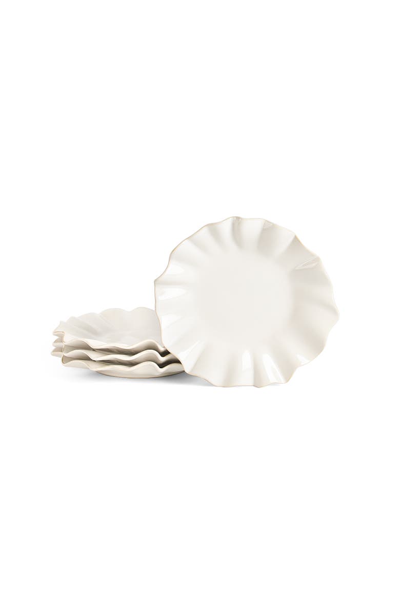 Lotus Stoneware Salad Plate Set of 4, Main, color, White