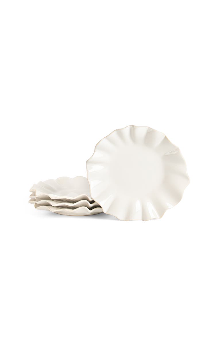 Marchesa Lotus Stoneware Salad Plate Set of 4, Main, color, White