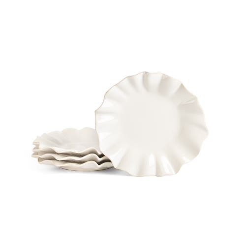 Marchesa Lotus Stoneware Salad Plate Set Of 4 In White
