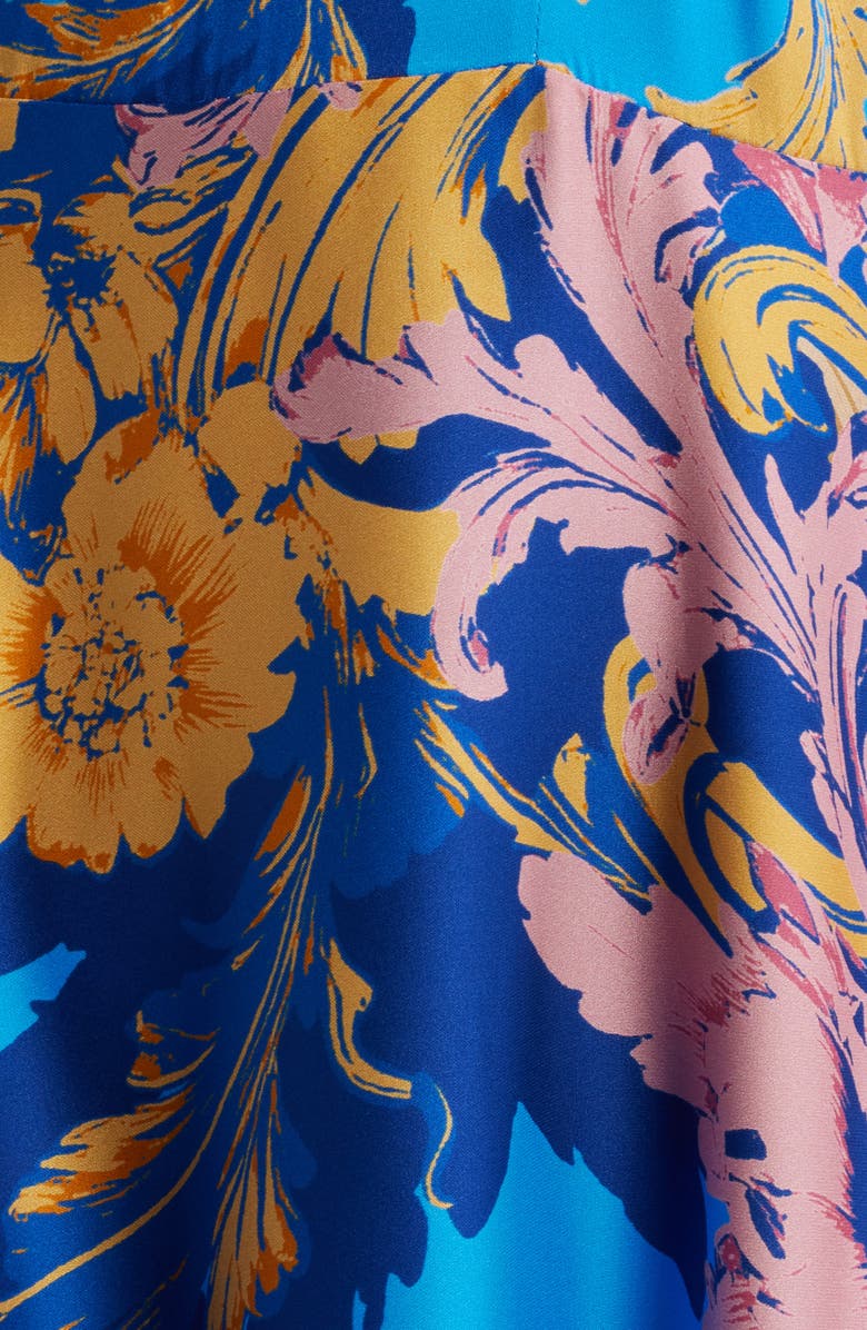 Elie Tahari The Raquel Placed Floral Long Sleeve Silk Blend Dress, Alternate, color, Ribbon Scroll Print