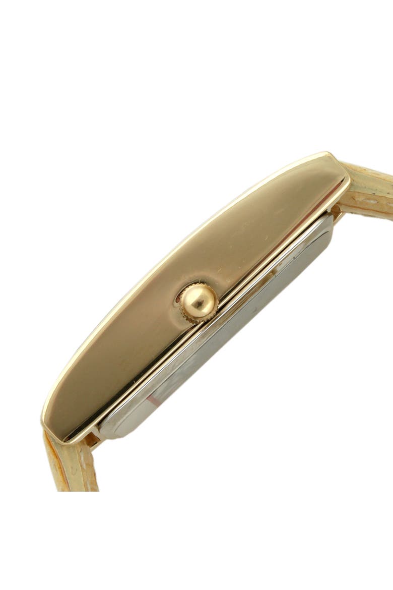 Everyday Rectangular Tan Glossy Leather Watch- 35x18MM, Alternate, color, Tan