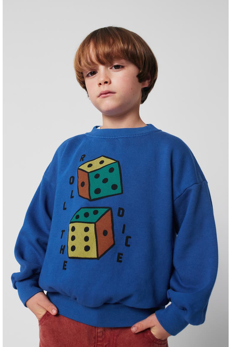 Kids' Roll The Dice Cotton Graphic Sweatshirt, Alternate, color, BLUE
