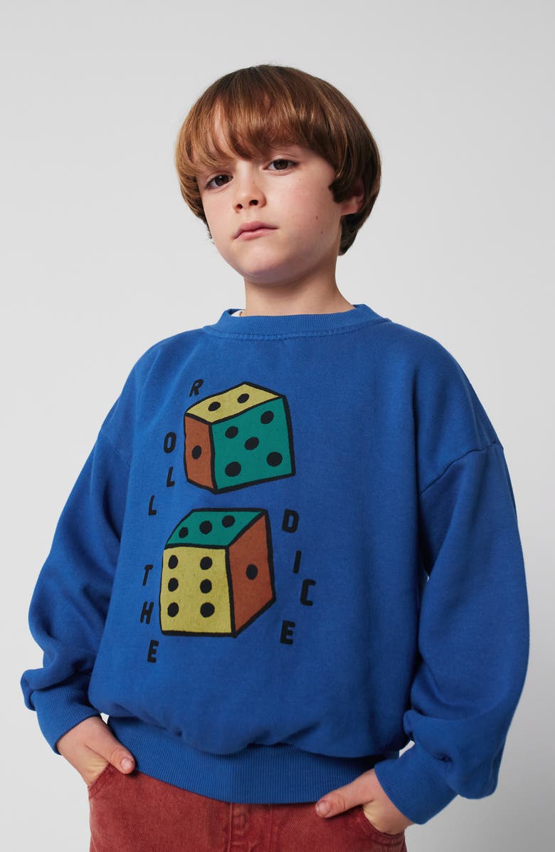 Bobo Choses Kids' Roll The Dice Cotton Graphic Sweatshirt, Alternate, color, Blue