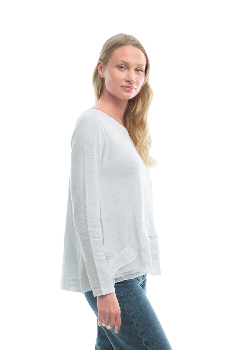Boxy Mixed Fabric Hem T-Shirt, Alternate, color, White