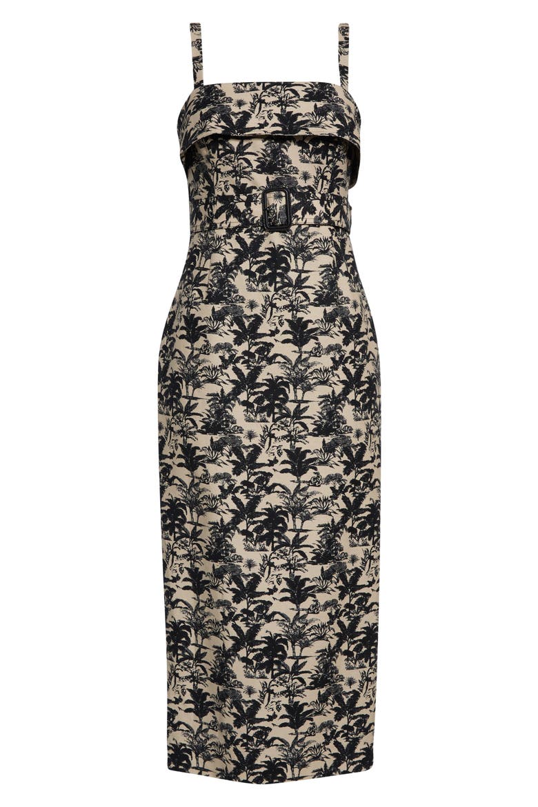 Theodora Belted Midi Dress, Main, color, JET/ NATURAL