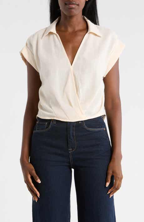 DR2 by Daniel Rainn Johnny Collar Short Sleeve Crop Top