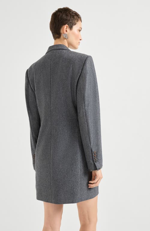 Brunello Cucinelli Flannel Blazer Dress With Monili In Gray