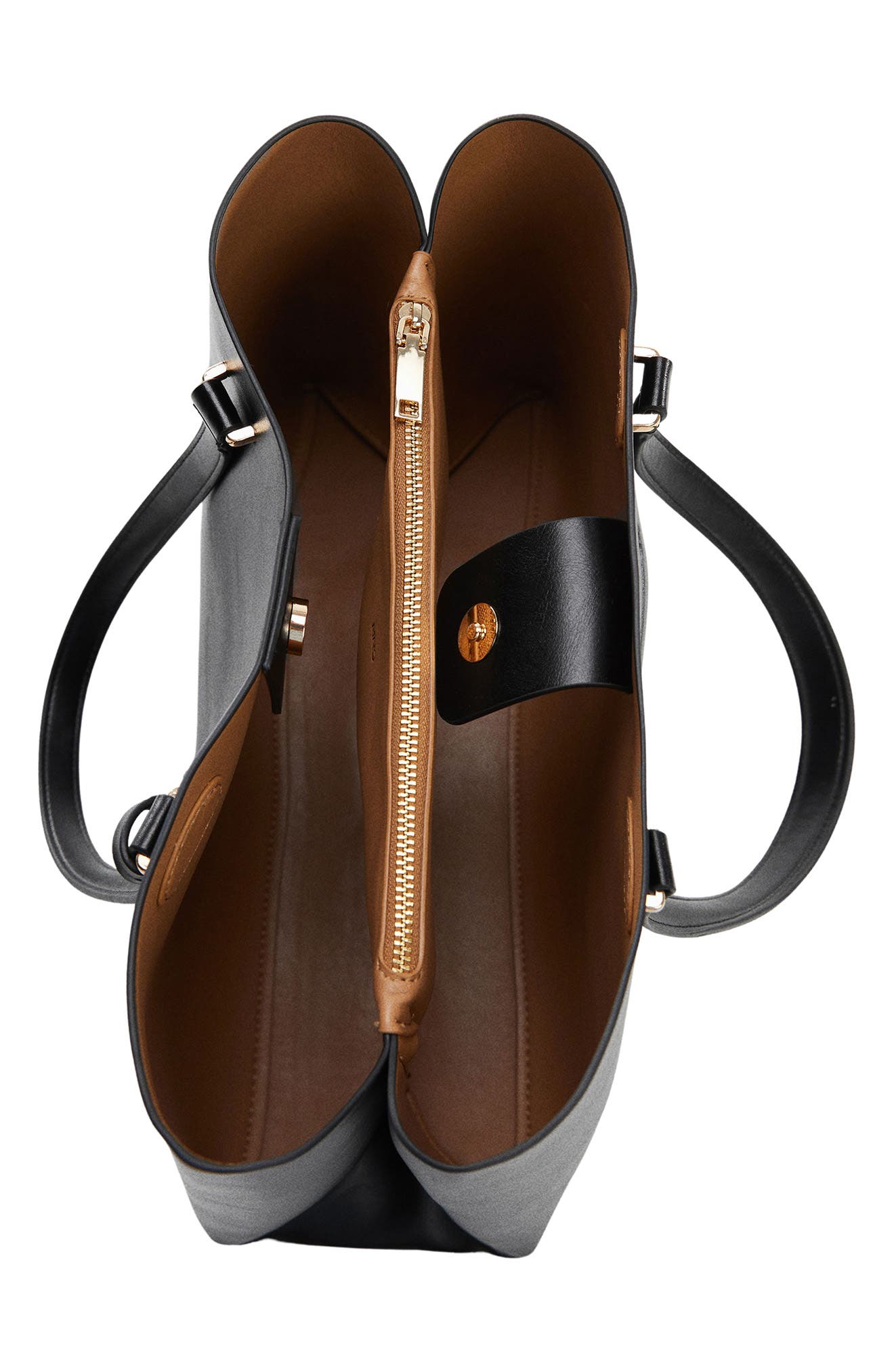 MANGO Faux Leather Shopper, Alternate, color, 