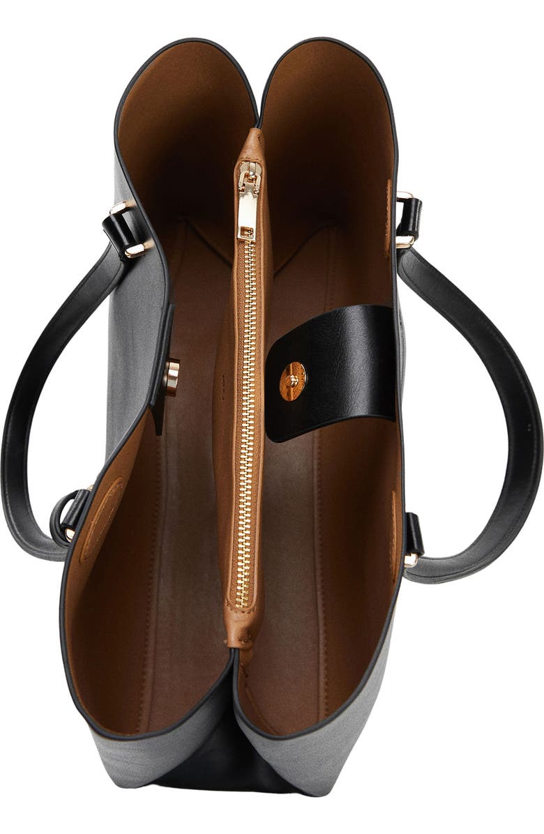 MANGO Faux Leather Shopper, Alternate, color,