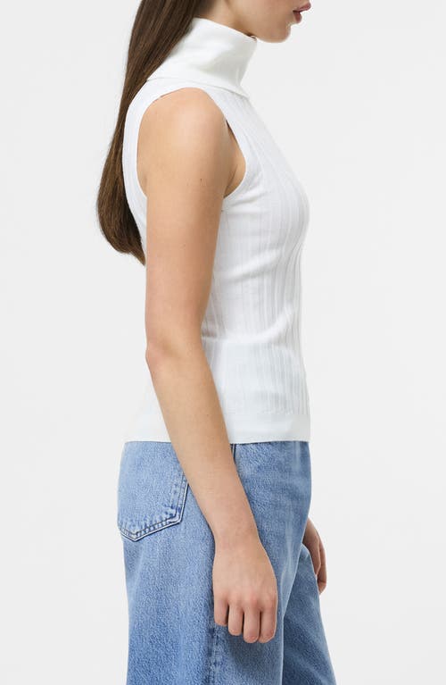 French Connection Rib Turtleneck Sleeveless Sweater In White