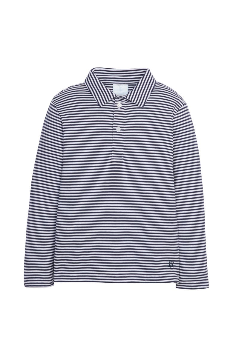 Little English Kids' Striped Long Sleeve Polo, Main, color, Navy Stripe
