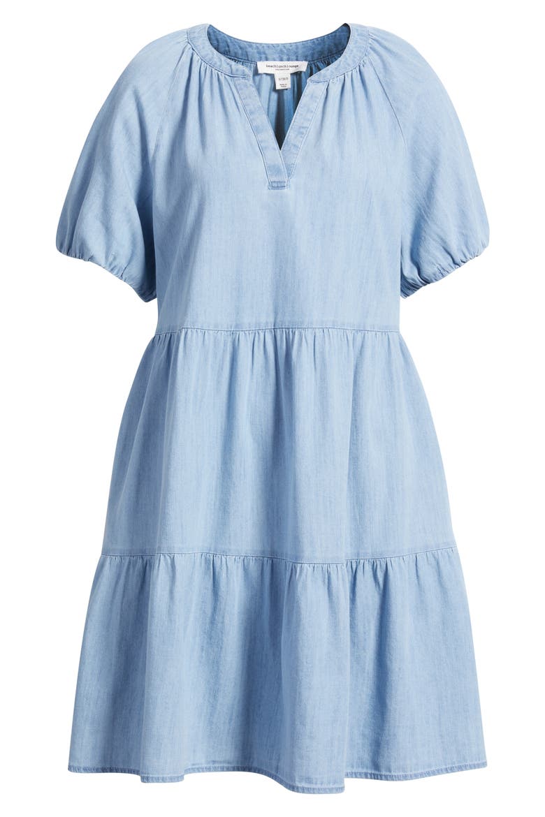 Kendra Tiered Cotton Dress, Alternate, color, LIGHT WASH