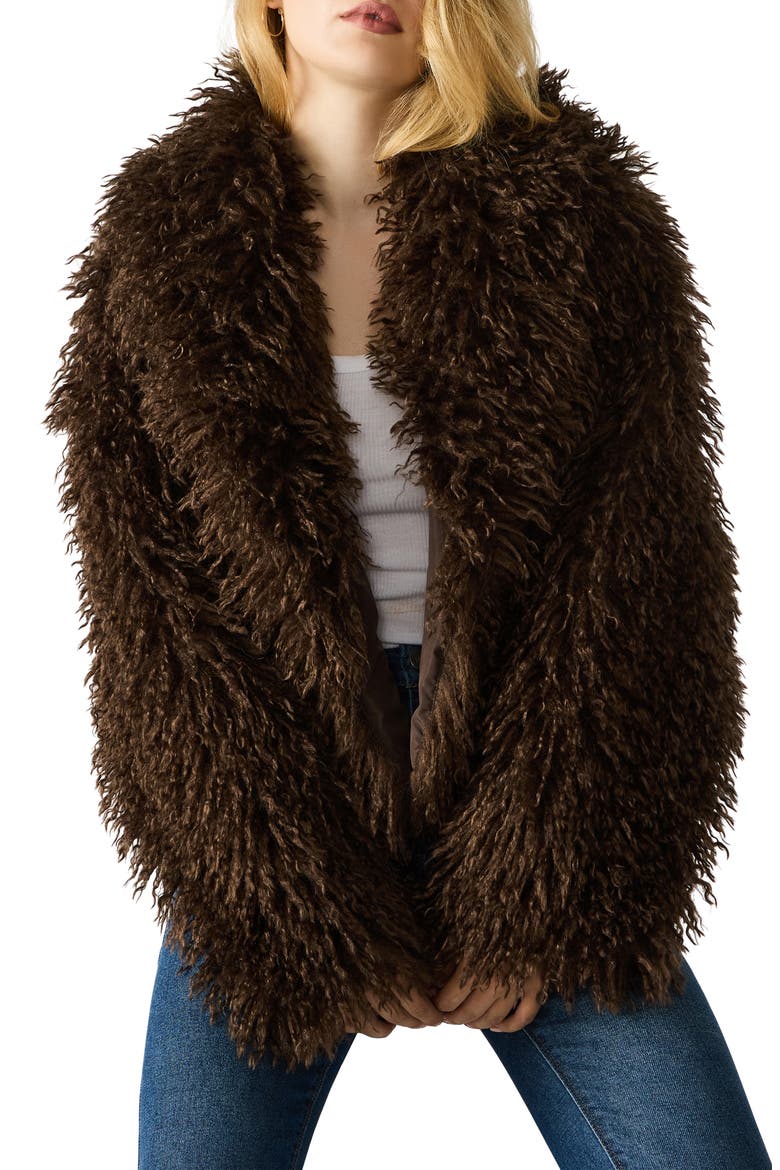 Inaya Faux Fur Jacket, Alternate, color, DARK ESPRESSO