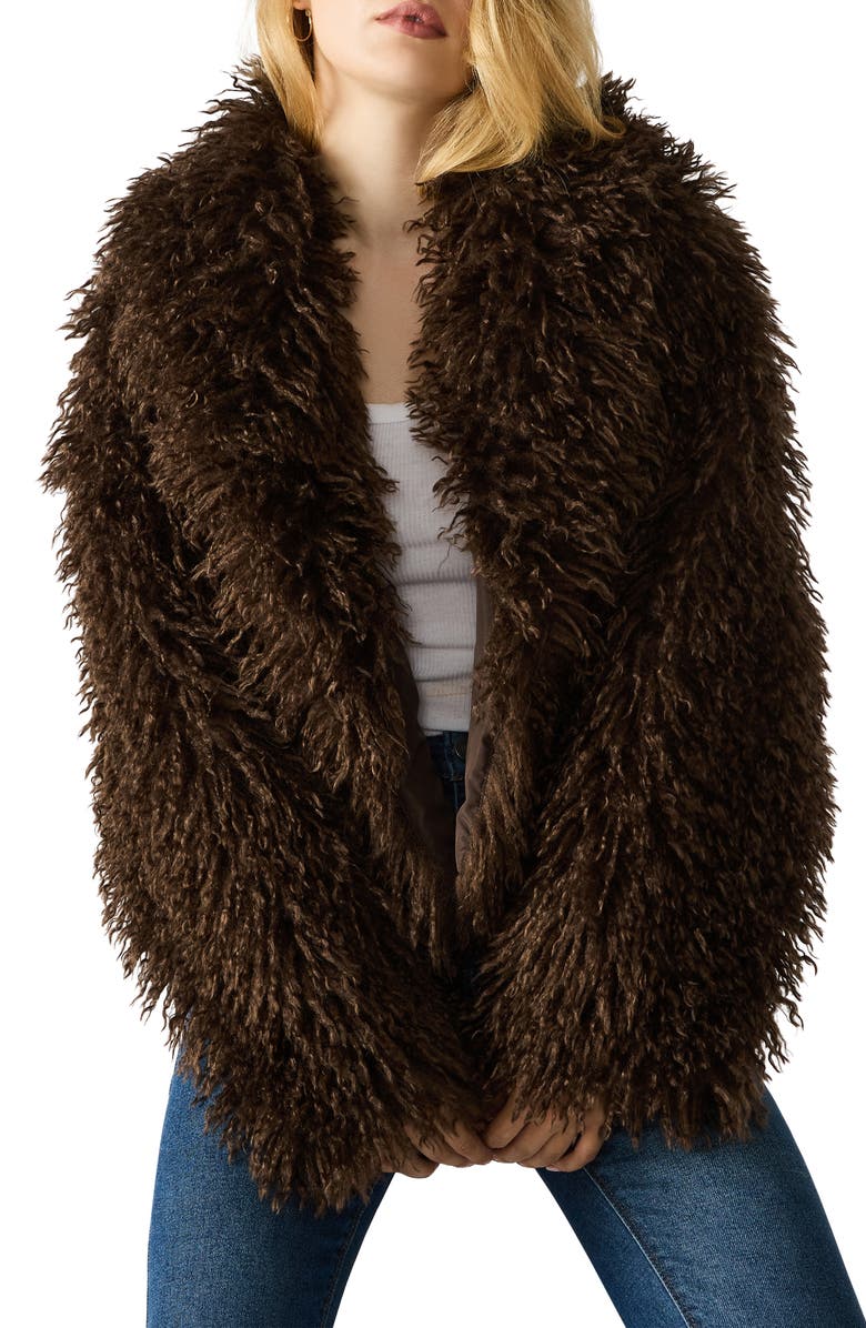 Steve Madden Inaya Faux Fur Jacket, Alternate, color, Dark Espresso