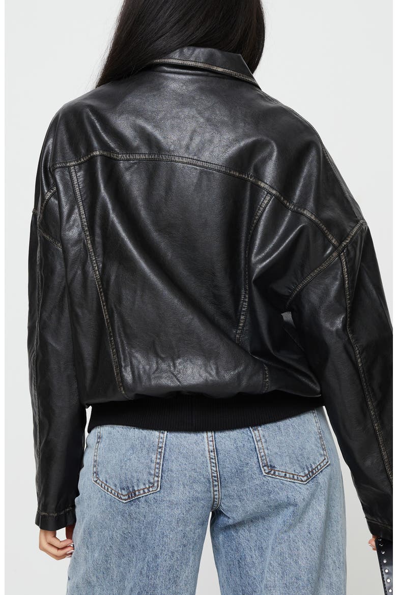 Tanza Faux Leather Jacket, Alternate, color, WASHED BLACK