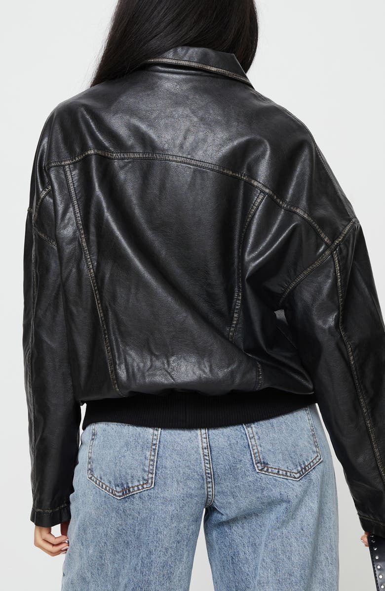 Princess Polly Tanza Faux Leather Jacket, Alternate, color, Washed Black