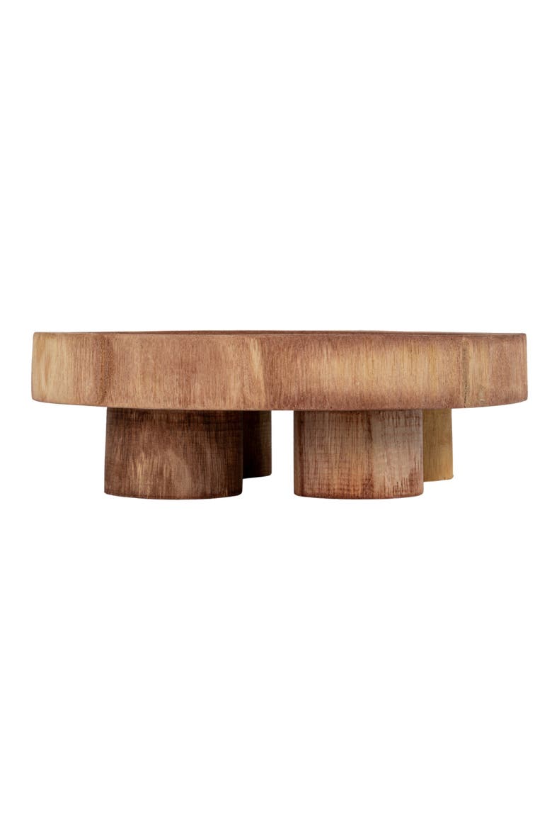 Paulownia Wood Pedestal Tray, Alternate, color, Natural