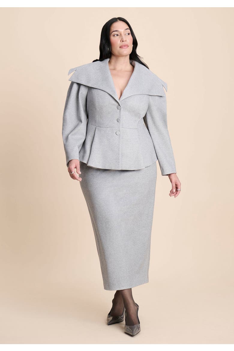 Wide Collar Peplum Heathered Jacket, Alternate, color, HEATHER GREY