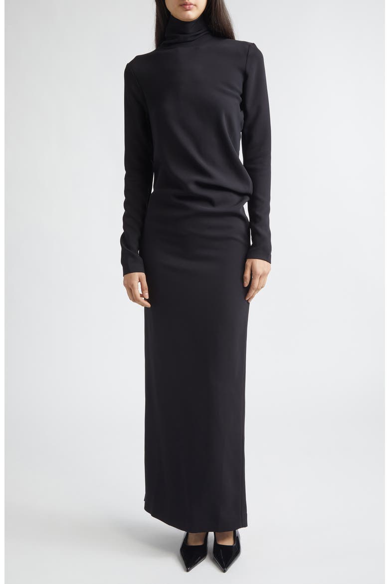 Twist Long Sleeve Dress, Main, color, BLACK