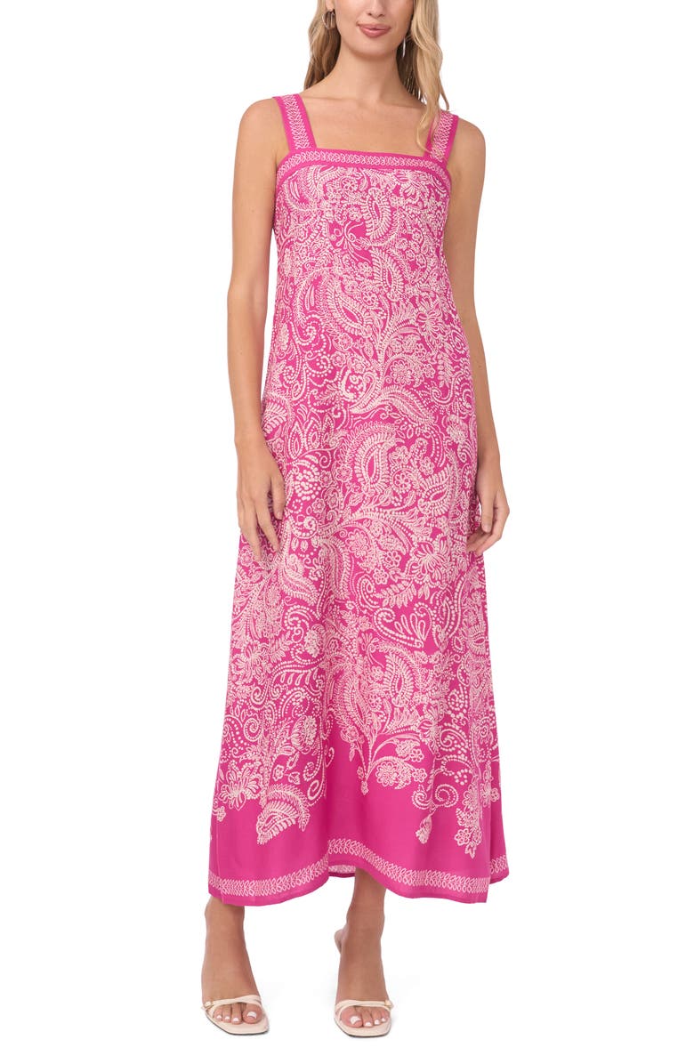 Vince Camuto Paisley Sundress, Main, color, Wild Petunia