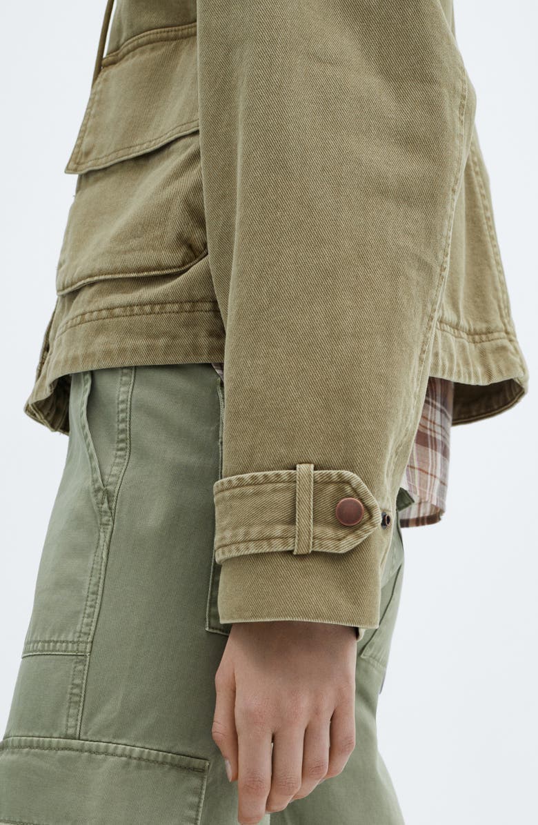 MANGO Hooded Crop Twill Utility Jacket, Alternate, color, 