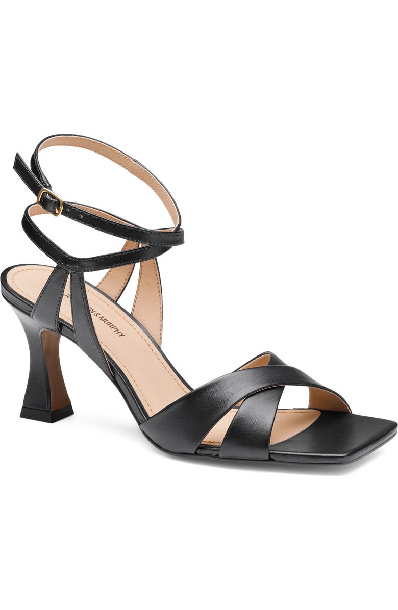 Johnston & Murphy Christine Ankle Strap Sandal, Main, color, Black Glove Leather