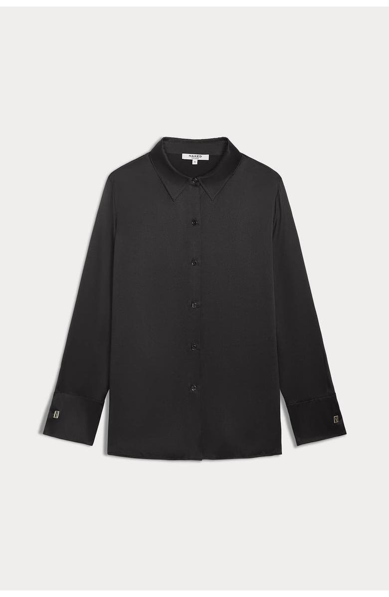 NAKED CASHMERE Suvi Silk Button-Up Shirt, Alternate, color, Black